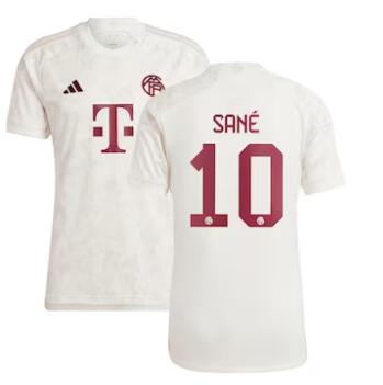 Men's Bayern Munich #10 Leroy Sané adidas 2023-24 Third Replica Jersey - White
