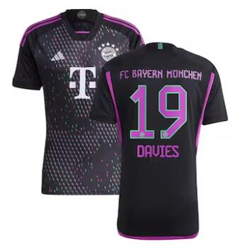 Men's Bayern Munich #19 Alphonso Davies adidas 2023-24 Away Replica Player Jersey - Black
