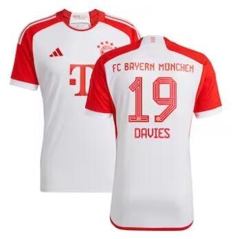 Men's Bayern Munich #19 Alphonso Davies adidas 2023-24 Home Replica Jersey - White