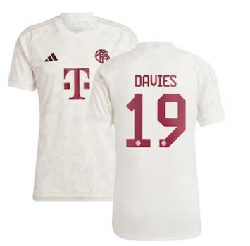 Men's Bayern Munich #19 Alphonso Davies adidas 2023-24 Third Replica Jersey - White