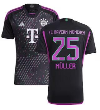 Men's Bayern Munich #25 Thomas Müller adidas 2023-24 Away Replica Player Jersey - Black