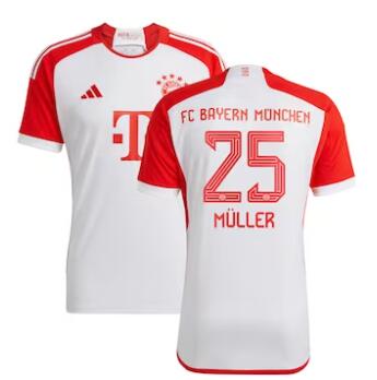 Men's Bayern Munich #25 Thomas Müller adidas 2023-24 Home Replica Jersey - White