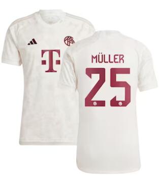 Men's Bayern Munich #25 Thomas Müller adidas 2023-24 Home Replica Player Jersey - white