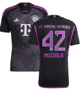 Men's Bayern Munich #42 Jamal Musiala adidas 2023-24 Away Replica Player Jersey - Black