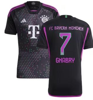 Men's Bayern Munich #7 Serge Gnabry adidas 2023-24 Away Replica Player Jersey - Black