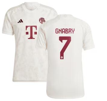 Men's Bayern Munich #7 Serge Gnabry adidas 2023-24 Third Replica Jersey - White