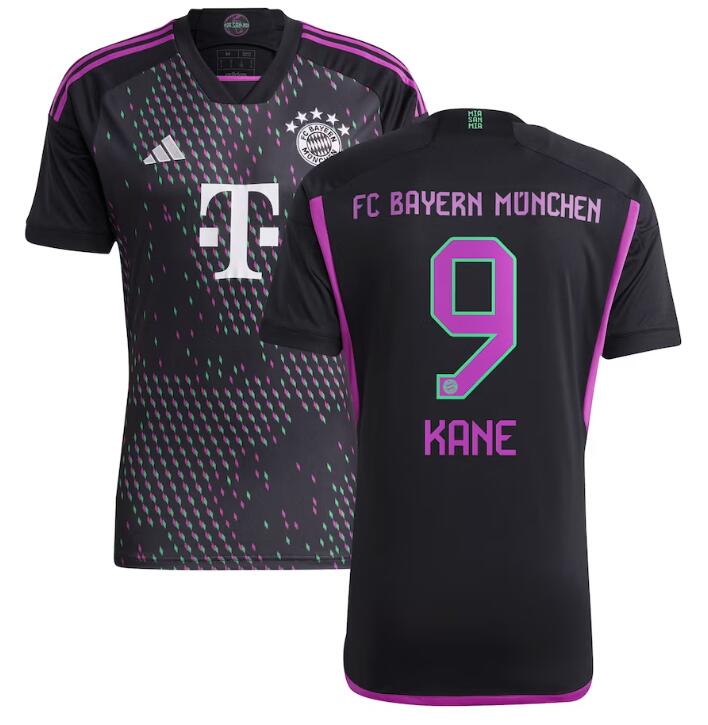 Men's Bayern Munich #9 Harry Kane adidas 2023-24 Away Replica Player Black Jersey