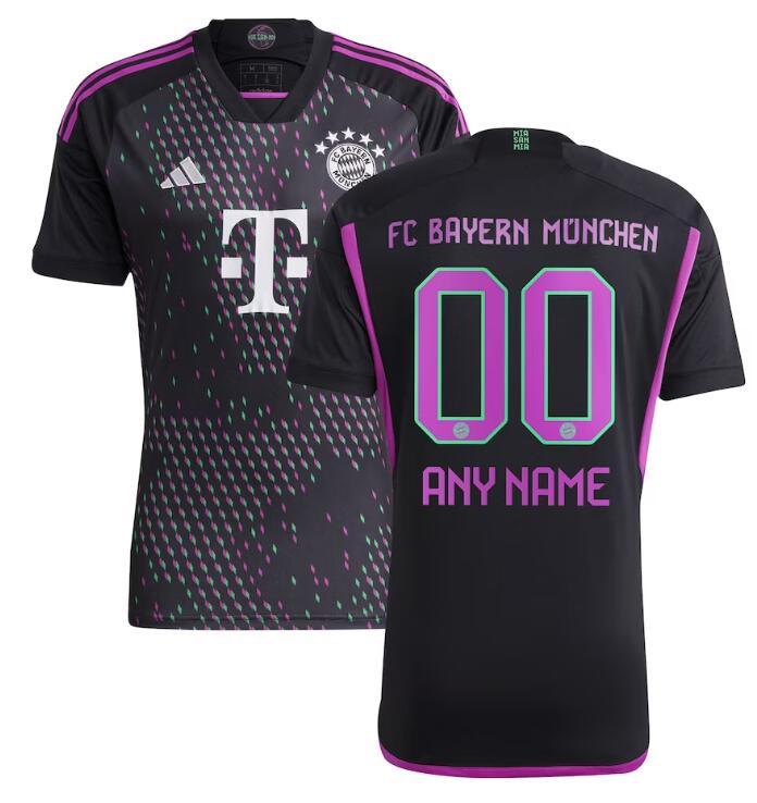 Men's Bayern Munich Custom any name and number adidas 2023-24 Away Black Jersey