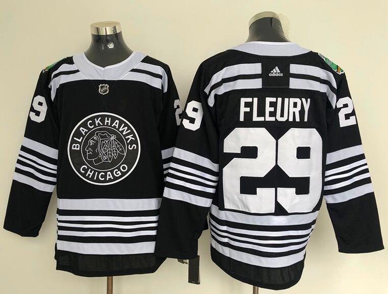 Men's Blackhawks #29 Marc-Andre Fleury Black Player Authentic 2019 Winter Classic Jersey