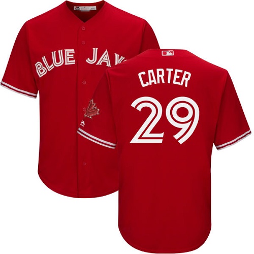 Men's Blue Jays #29 Joe Carter Red Cool Base Canada Day Stitched MLB Jersey