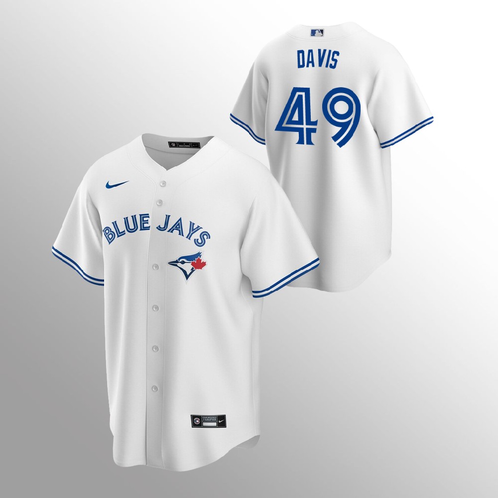 Men's Blue Jays #49 Jonathan Davis White 2020 Home Jersey