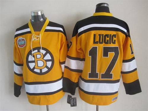 Men's Boston Bruins #17 Milan Lucic 2009-10 Yellow CCM Vintage Throwback Jersey