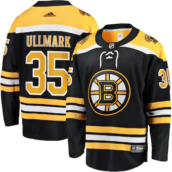Men's Boston Bruins #35 Linus Ullmar Adidas Authentic Home Black Jersey