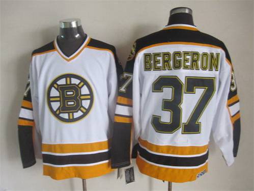 Men's Boston Bruins #37 Patrice Bergeron 1996-97 White CCM Vintage Throwback Jersey