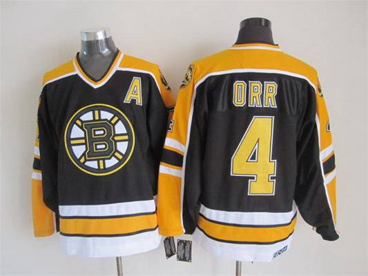 Men's Boston Bruins #4 Bobby Orr 1996-97 Black CCM Vintage Throwback Jersey