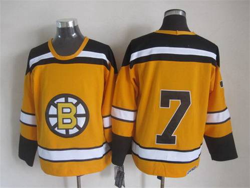Men's Boston Bruins #7 Phil Esposito 1959-60 Yellow CCM Vintage Throwback Jersey