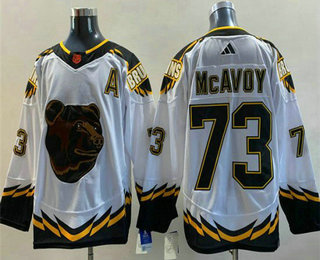 Men's Boston Bruins #73 Charlie McAvoy White 2022 Reverse Retro Stitched