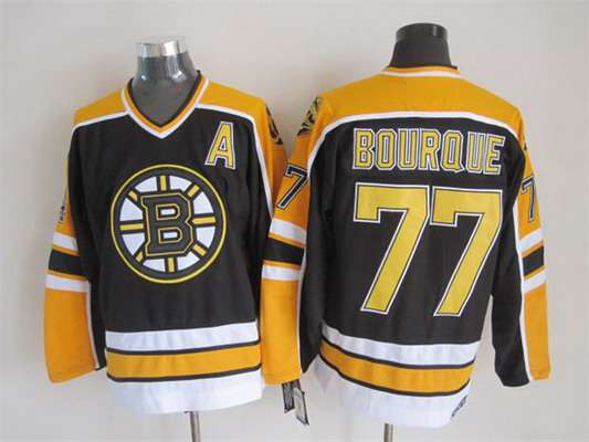 Men's Boston Bruins #77 Ray Bourque 1996-97 Black CCM Vintage Throwback Jersey