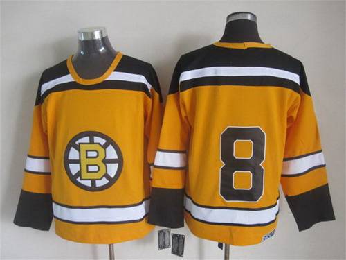 Men's Boston Bruins #8 Cam Neely 1959-60 Yellow CCM Vintage Throwback Jersey