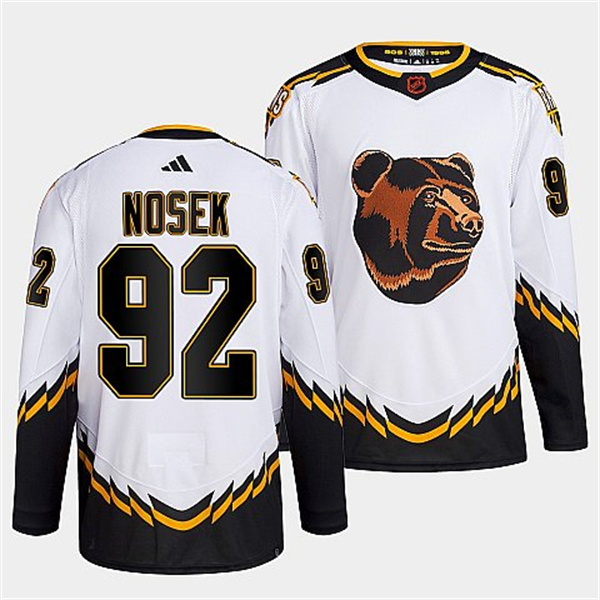 Men's Boston Bruins #92 Tomas Nosek 2022 White Reverse Retro Stitched Jersey
