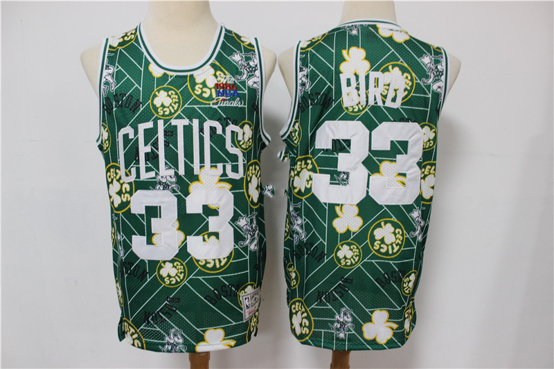 Men's Boston Celtics #33 Larry Bird Green Tear Up Pack Mitchell & Ness Swingman Jeresy