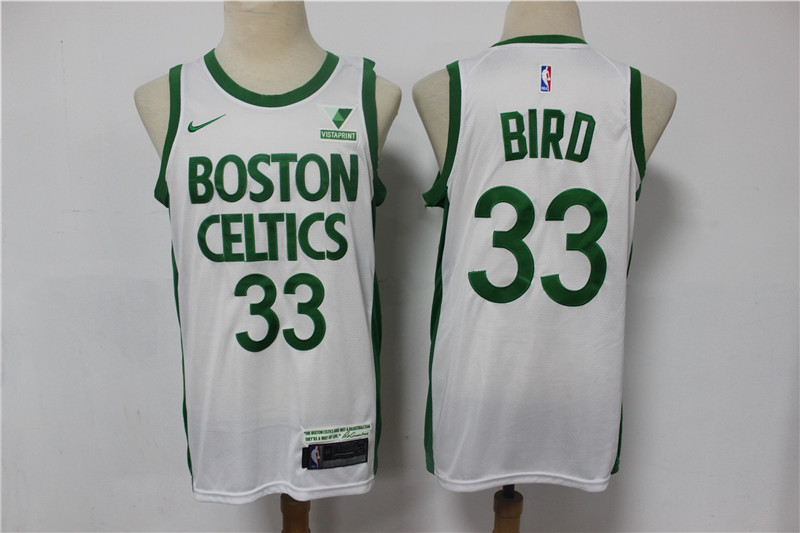 Men's Boston Celtics #33 Larry Bird White 2021 Nike City Edition Swingman Stitched NBA Jersey With The Sponsor Logo