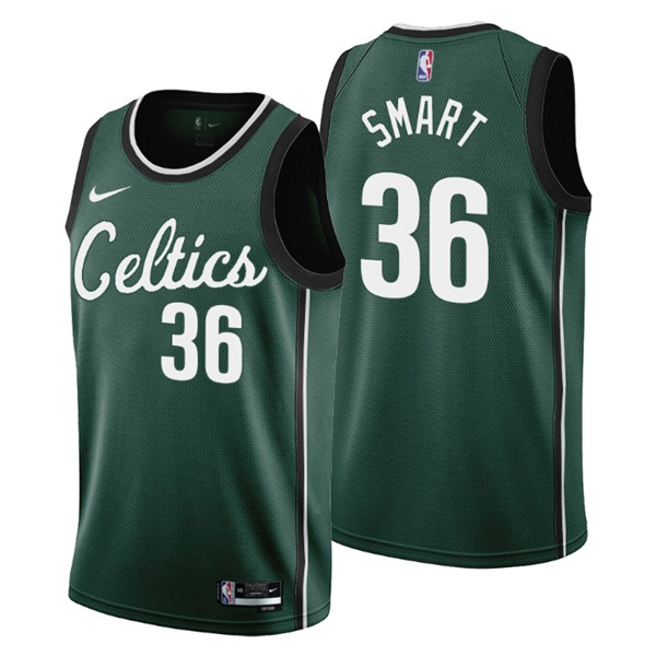 Men's Boston Celtics #36 Marcus Smart 2022-23 Green City Edition Stitched Jersey