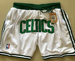 Men's Boston Celtics White Just Don Shorts Swingman Shorts
