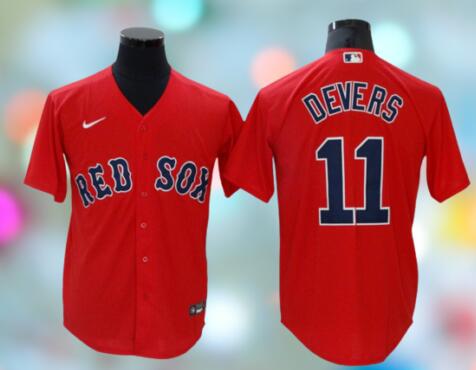 Men's Boston Red Sox #11 Rafael Devers Red Cool Base jerseys
