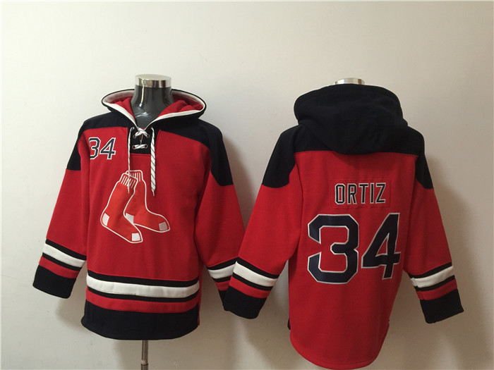 Men's Boston Red Sox #34 David Ortiz Ageless Must-Have Lace-Up Pullover Hoodie