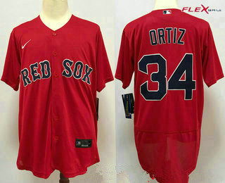 Men's Boston Red Sox #34 David Ortiz Red Stitched MLB Flex Base Nike Jersey