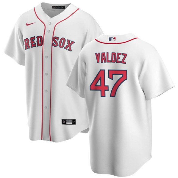Men's Boston Red Sox #47 Enmanuel Valdez White Cool Base Stitched Baseball Jersey