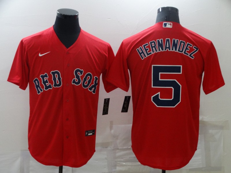 Men's Boston Red Sox #5 Enrique Hernandez Red New Cool Base Stitched Nike Jersey
