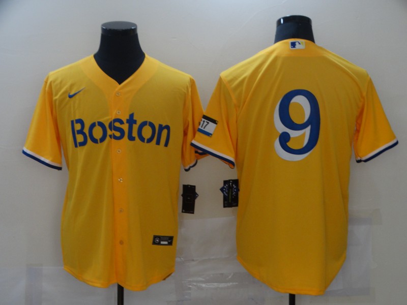 Men's Boston Red Sox #9 Ted Williams Gold 2021 City Connect Stitched MLB Cool Base Nike Jersey
