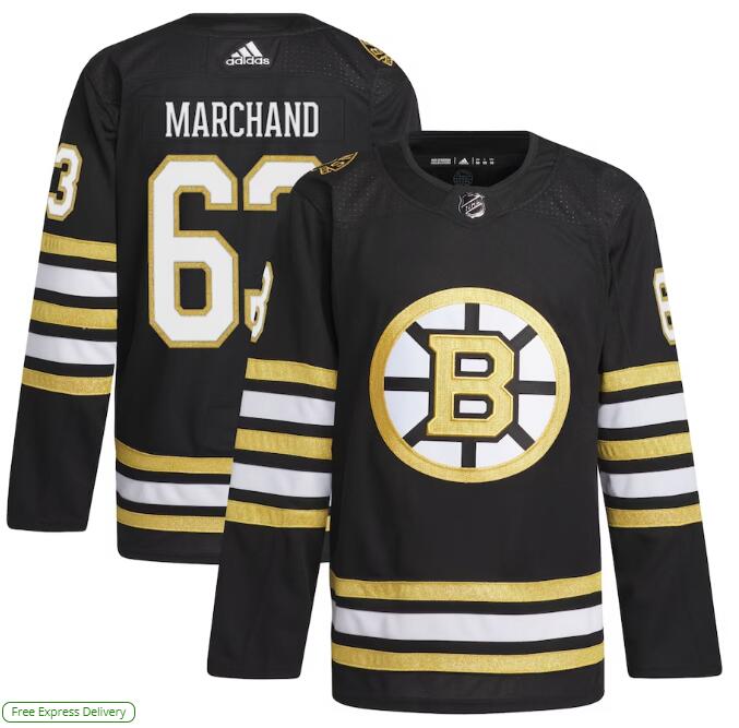 Men's Brad Marchand Boston Bruins #63 adidas Primegreen Black Home Authentic Pro Player Jersey