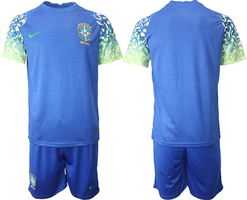 Men's Brazil Blank Blue Away Soccer 2022 FIFA World Cup Jerseys