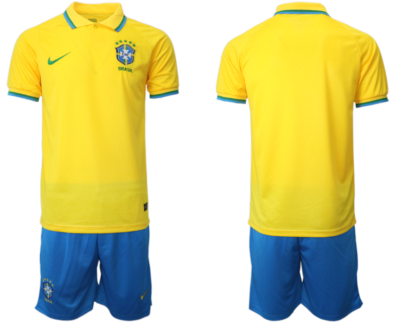 Men's Brazil Blank Yellow Home Soccer 2022 FIFA World Cup Jerseys