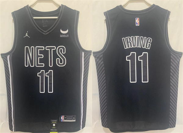 Men's Brooklyn Nets #11 Kyrie Irving Black Stitched Basketball Jersey