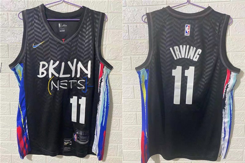 Men's Brooklyn Nets #11 Kyrie Irving NEW Black 2021 City Edition Swingman Stitched NBA Jersey