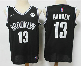 Men's Brooklyn Nets #13 James Harden 2021 Black Swingman Stitched NBA Jersey With The NEW Sponsor Logo