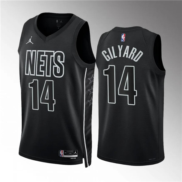 Men's Brooklyn Nets #14 Jacob Gilyard Black Draft Statement Edition Stitched Basketball Jersey