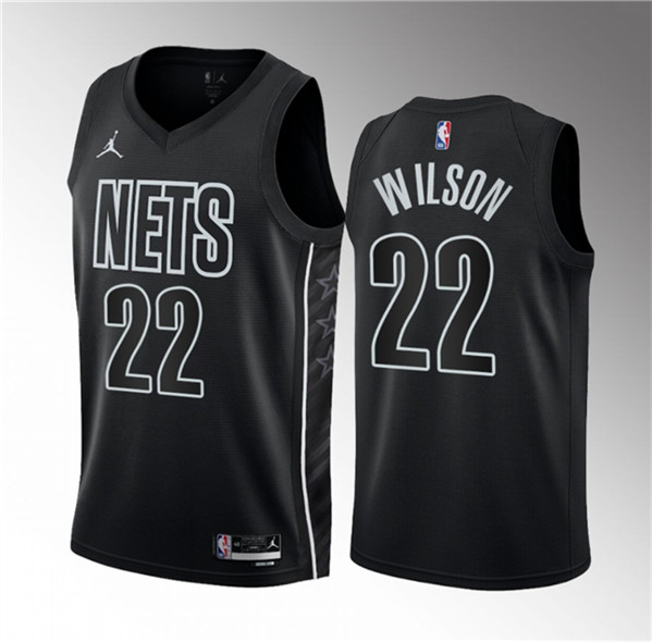 Men's Brooklyn Nets #22 Jalen Wilson Black 2023 Draft Statement Edition Stitched Basketball Jersey