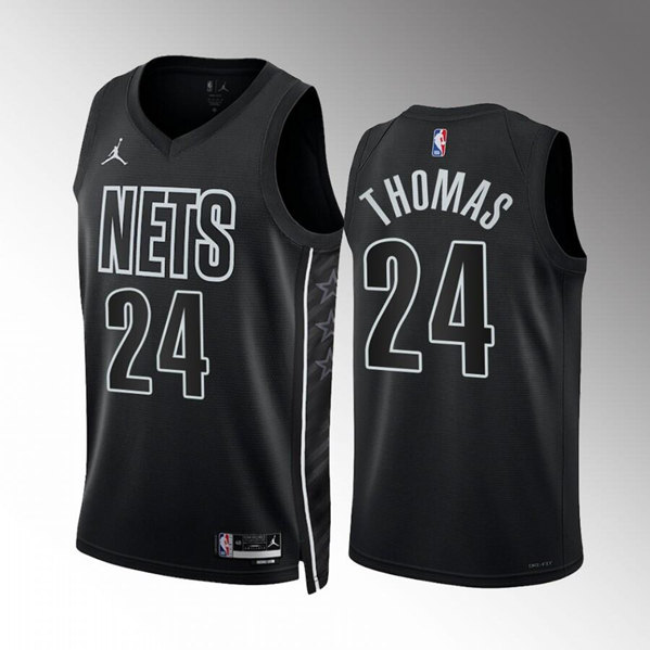 Men's Brooklyn Nets #24 Cam Thomas 2022-23 Black Statement Edition Stitched Basketball Jersey