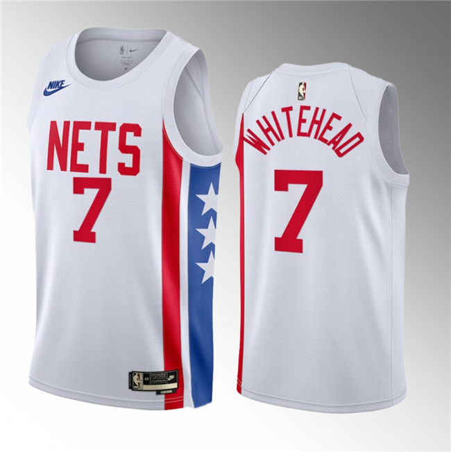 Men's Brooklyn Nets #7 Dariq Whitehead White 2023 Draft Classic Edition Stitched Basketball Jersey