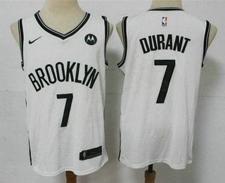 Men's Brooklyn Nets #7 Kevin Durant 2021 White Swingman Stitched NBA Jersey With The NEW Sponsor Logo