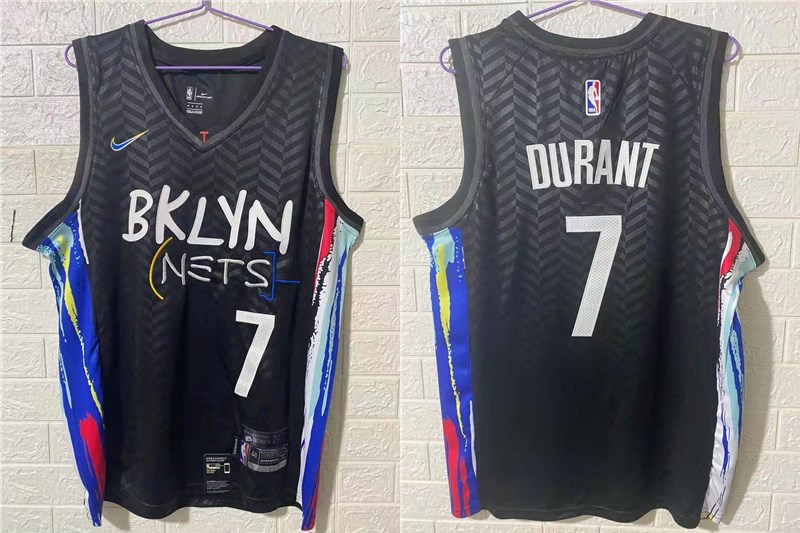 Men's Brooklyn Nets #7 Kevin Durant NEW Black 2021 City Edition Swingman Stitched NBA Jersey