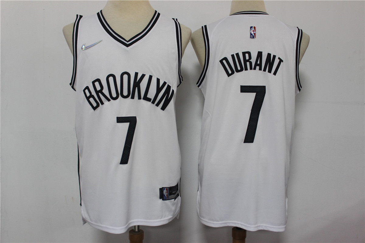 Men's Brooklyn Nets #7 Kevin Durant White 75th Anniversary Diamond 2021 Stitched Jersey