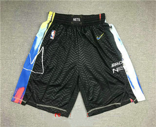 Men's Brooklyn Nets NEW Black 2021 City Edition Swingman Stitched NBA Shorts