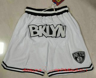 Men's Brooklyn Nets White Just Don Swingman Throwback Shorts