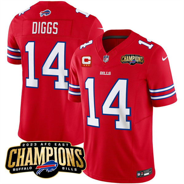 Men's Buffalo Bills #14 Stefon Diggs Red 2023 F.U.S.E. AFC East Champions With 3-star C Ptach Football Stitched Jersey